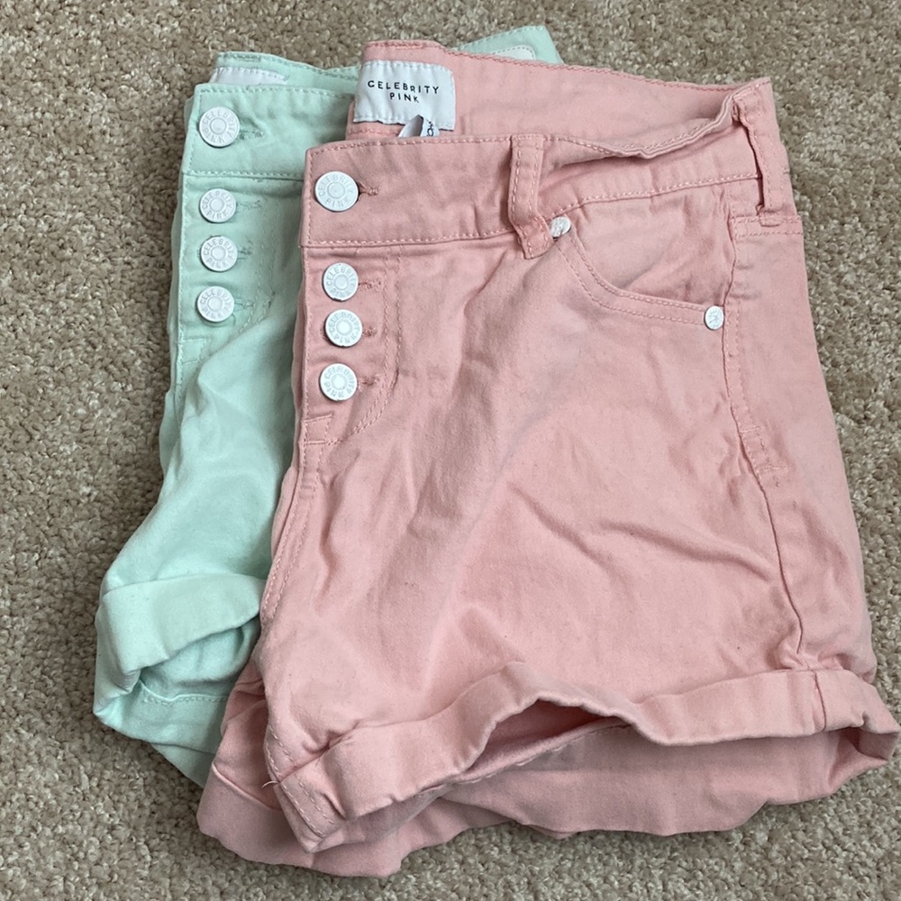 Pink Four Button Shorts